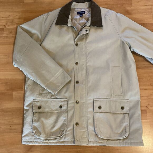 Lands’ End Men’s Parka XL Tan Cotton‎ Canvas Field Jacket Corduroy Collar Vented - Picture 7 of 16